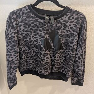 Adidas Women's Black and Gray Animal Print Sweater